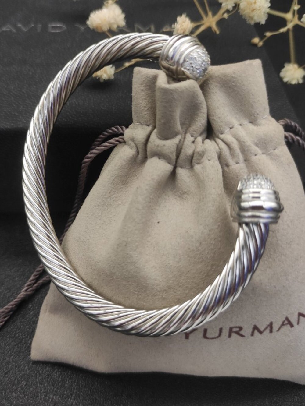 David Yurman 925 Silver Bracelets with Original Pouch